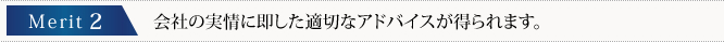 会社の実情に即した適切なアドバイスが得られます。